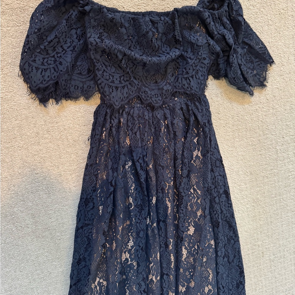 Off the shoulder navy blue maxi